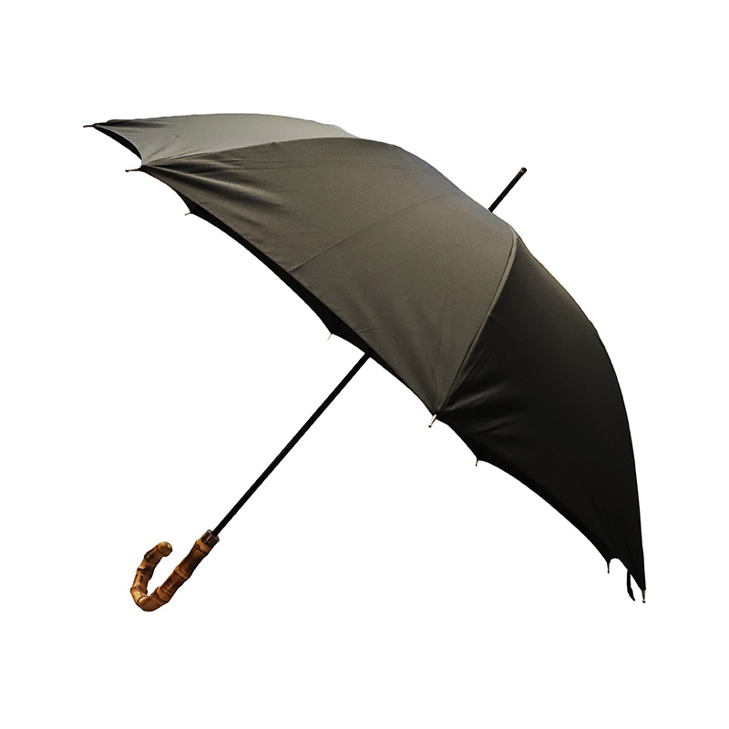 Black Gents' Canopy Umbrella with Bamboo Handle